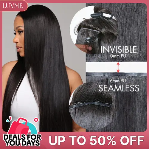 LUVME Clip-Ins 100% Virgin Human Hair Seamless & Invisible Edge Straight/Body Wave/Kinky Curly/Yaki Straight/Messy Curl/Burmese Curl #TikTokShopBackToSchool #SohoChic