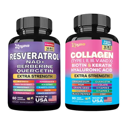 Zoyava Beauty Renewal Duo: Resveratrol & Collagen Complex - All in 1 Supplements