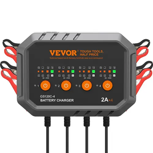 【toolupgrade】VEVOR Compact A-8amp Model Smart Battery Charger with Copper Wires, Force Mode Revive, Desulfator for Truck, Car, Boat, Lawn Mower - Fully-Automatic Maintainer for LiFePO4, Lead-Acid (AGM/Gel/SLA) Batteries - Home Improvement Electrical Tool,