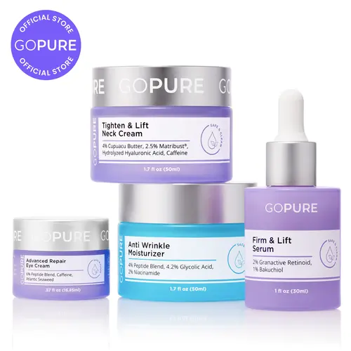 GOPURE Ultimate Firming Set - Firm & Lift Serum, Anti Wrinkle Moisturizer, and Under Eye Cream for Youthful Skin - Clinically Proven, Cruelty Free, and Dermatologist Recommended