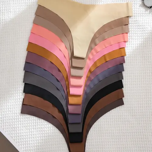 Women's 12 Pack Solid Color Seamless Smooth Thong, Soft Comfy Breathable Medium Stretch Drop-Waist Panty for Daily Wear, Underwear for All Seasons