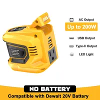 【Battery NOT Included】200W Power Inverter for Dewalt 20V Battery, DC 20V to AC 110-120V Battery Inverter, Portable Power Station Generator with 2 USB Ports & 1 Type-C & 1 AC Outlet toolupgrade