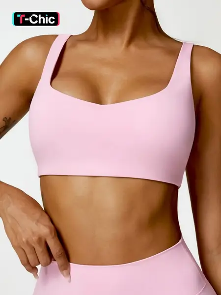 Women's Solid Backless Sports Bra, Quick Drying Breathable Comfortable Wireless Workout Yoga Bra, Wirefree Sports Bra, Backless Yoga Bras, Exercise Bra, Summer Outfits 2024, Ladies Sportswear for Indoor Outdoor Wear