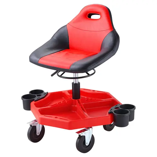 【toolupgrade】VEVOR Rolling Gear Seat300LBS Capacity19"-24" Height Adjustable Mobile Mechanic Garage Stool with Tool Tray & 5" CastersPneumatic Vehicle Accessories for WorkshopAuto Repair Shop