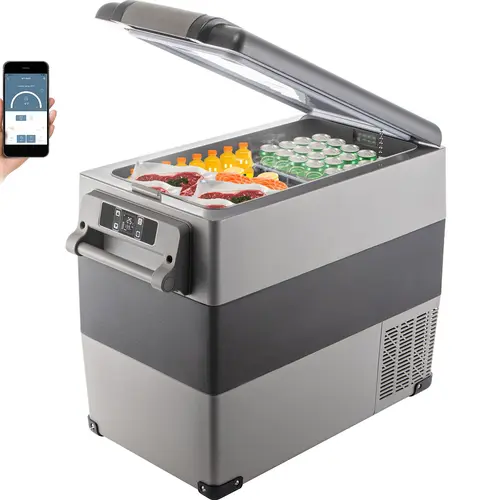【toolupgrade】VEVOR 12 Volt Refrigerator Fast Cooling Portable Freezer with App Control(-4℉~68℉) Car Fridge with 12/24v DC & 110-240v AC for Travel, Camping and Home Use