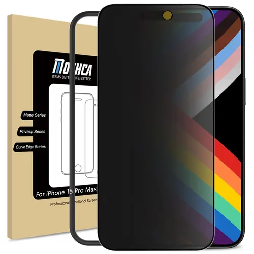 Mothca Matte Privacy Screen Protector for iPhone 13/14/15/16/17 Pro Max Plus with Easy Installation Tool, Anti Spy Anti Glare Full Coverage Tempered Glass Film, Anti-Fingerprint, Case Friendly Smooth as Silk Protective Shockproof