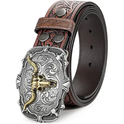 BELTROAD Unisex Western Leather Buckle Belt - Cowboy Cowgirl Style Fashion Belt for Jeans/Business, Urban Cowboy Stuff, Mens Gifts All Year Round Christmas Presents,sohochic