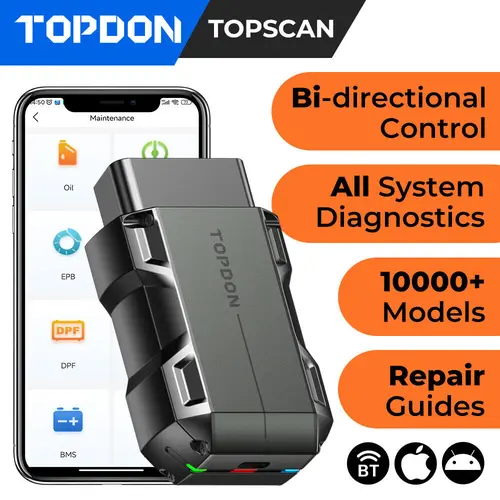 TOPDON TopScan Lite OBD2 Scanner Diagnostic Tool Full System 8+ Popular Functions Bi-directional Control For vehicle