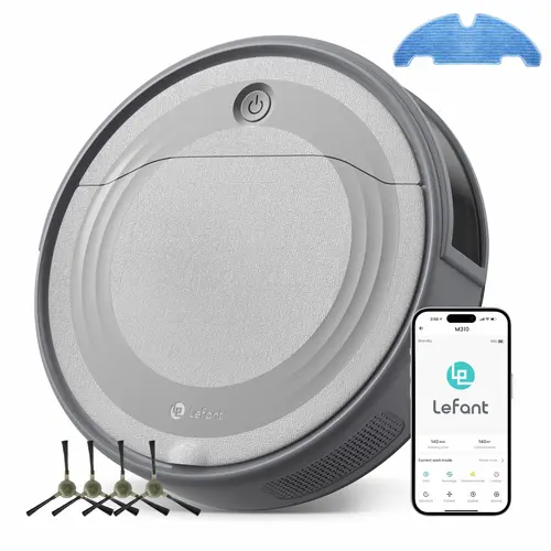 Lefant M310 Cordless Robot Vacuum Cleaner - 4500Pa Suction, 140 Mins Runtime, Precise Navigation, HEPA Filter, 2.4GHz Wi-Fi Sync, App & Voice Control, 2.99" Sofa Glide, Slim Small Footprint, Auto Recharge, Gray, Ideal for Pet Hair & Hard Floor Cleaning,so