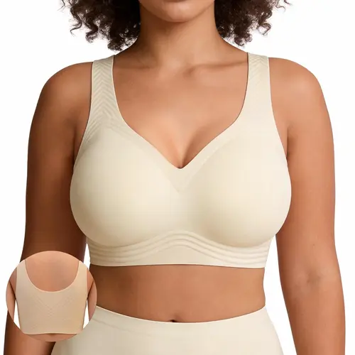 Soft Intention Women's Classic Jelly Bra Seamless Wireless Bra Full Coverage Push Up No Underwire Tshirt Comfortable Everyday Plus Size Friendly Jelly