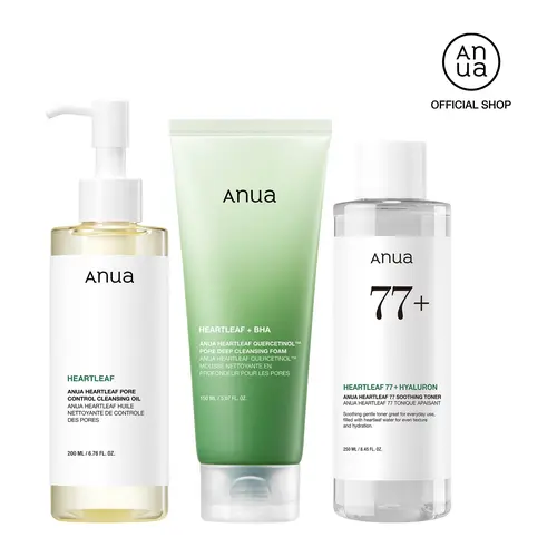 [Anua] Anua Essential Trio (Oil Cleanser + Deep Cleansing Foam + Calming Toner)｜Gentle Korean Skincare, Facial cleanser