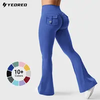 YEOREO CoreFlex Flare Leggings with Pockets for Women Scrunch Workout Leggings Butt Lifting Gym Yoga Pants summderfinds sohochic, S, Anti-Odour