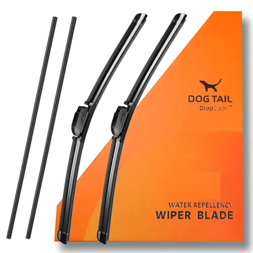 DOG TAIL Silicone 2-In-1 Water Repellent Wiper Blades(Pack of 2) ,Durable Refill Kit with Multiple Adapters,  Automotive Replacement Front Windshield Wiper Blades Set for My Car with Water Repellency Formula DropClear