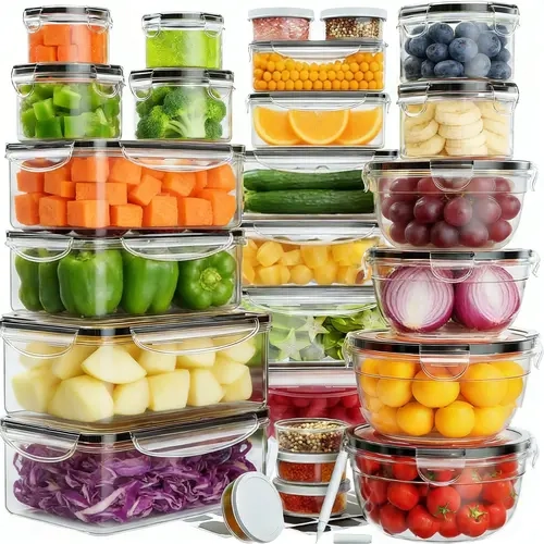 52pcs Food Storage Containers with Lids Airtight (26 Lids & 26 Containers) Fridge Food Organizer Reusable Plastic Leakproof Meal-Prep Container for Kitchen Storage Organization Microwave/Dishwasher Safe with Labels & Pen, Container & Lid Food Storage, Blo
