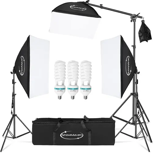 VINGLI Softbox Lighting Kit Photography- Professional Continuous Light System Photo Lighting Kit with E27 135W Bulbs 5500K Photo Equipment for Portraits Video Shooting, Adjustable Light Stand, Photographic Fill Light, Studio Video Lighting