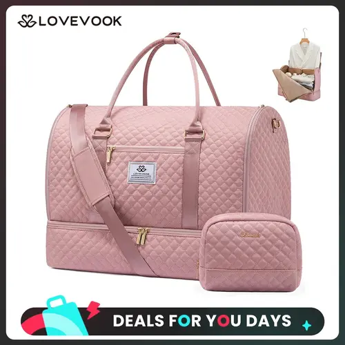 LOVEVOOK 2 in 1 Garment Bag for Women with Shoe Pouch, TSA approved, No baggage fee, Convertible Hanging Suit Bag Suitcase, Carry On Travel Duffel Bag with Toiletry Bag, Waterproof Weekender Bag for Business, Trip. TikTokShopBackToSchool