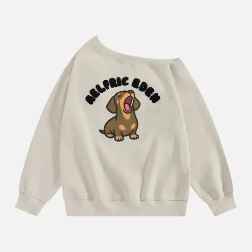 AELFRIC EDEN Women's Dachshund Graphic Hoodie Sweatshirt - Oversized Cotton Blend Fabric Longsleeves Everyday Piece, Comfortable Streetwear Pullover Casual Top, Soft,back to school,back to school shopping, Women's Clothes