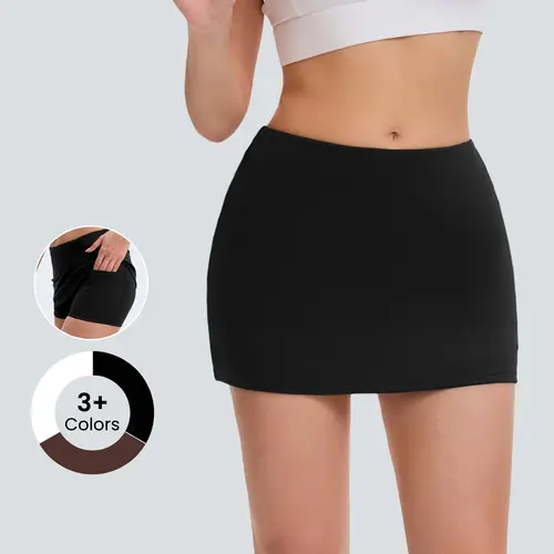 FireSwan Women's Low-Rise Solid Color Activewear Skort - Lightweight, Anti-Exposure, Adjustable, Twirl-Friendly Drape, Move Without Worry, Stays Put, Ideal for Outdoor Tennis & Fitness, Summervibes,sohochic