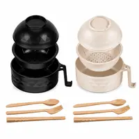 MIUVA 6-Piece Wheat Straw Ramen Bowl Set - 2 Sizes, Handle, Cutlery (Spoon, Fork, Chopsticks), Microwave-Safe, Easy Use, Modern Containers for Noodles Soups, Dorms, Christmas Gifts,sohochic