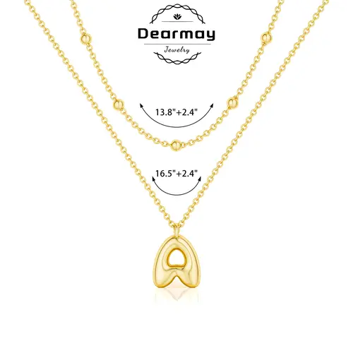 Dearmay Women's 2-Pack Initial Bubble Chain Necklaces - Dainty Gold Custom Letters Jewelry, Summervibes Personalized Accessory for Parties, Birthday Gifts, Custom Letters Necklace, Dainty Gold Letter
