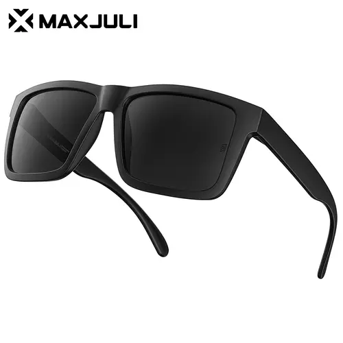 MAXJULI Men's Polarized Sunglasses - Color-Tinted Dark-Lensed, Z87 Impact-Resistant, XXL Size for Wide-Headed Individuals, TR90 Ultralight Flexible, Swiss Technology, UV400 Protection, No Head Pinch, Model 8228, for Outdoor Sports, Men's Sunglasses, Impac