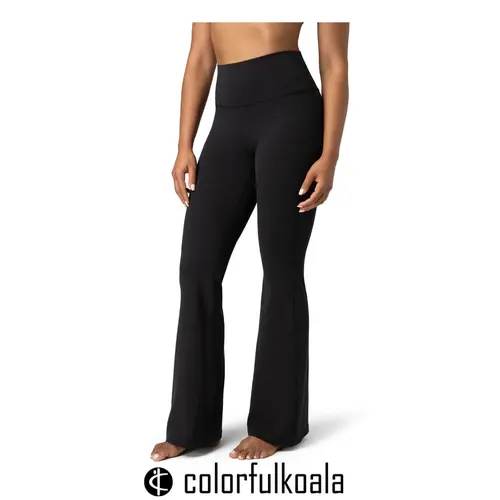 Colorfulkoala Women's Dreamlux High Waisted Flared Leggings Workout Yoga Pants 29.5" / 31.5" Inseam Sports Bottoms Ladies Sportswear,back to school shopping,clothes for back to school,first day of school outfits,sohochic