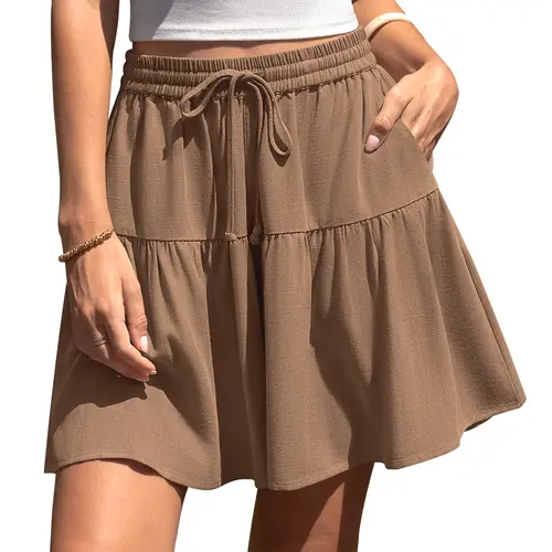 【SS26 Collection】TARSE Womens Linen Blend Wide Leg Flowy Culotte Shorts Drawstring Loose Fit Summer Casual Lightweight Comfy Vacation Wear