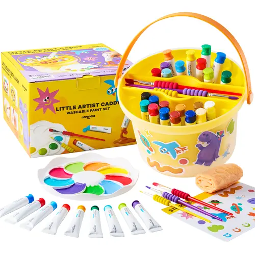 Jar Melo Kids Washable Tempera Painting Craft Kit, Non-Toxic Paints for Worry-Free Play Learning Set, Playful Drawing & Painting Supplies Colorful Kit for Ages 4-8, Safe School Supplies, Gift Ideas for Kids,sohochic
