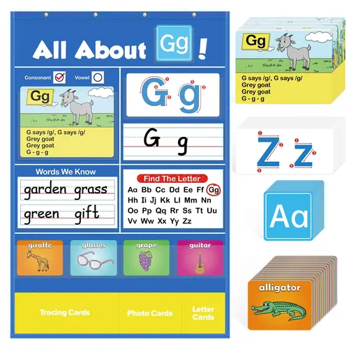 Alphabet Learning Pocket Chart Alphabet Wall Chart ABC Flash Cards Learning Games, Handwriting Practice Letter Tracing Learning Activities ,School holidays Must Haves
