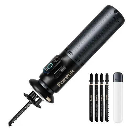 Fanttik R11 Pro Brushless Cordless Portable Mini Reciprocating Saw with Batteries, 0-2200 SPM Variable Speed, Type-C Fast Charge, Tool-Free Blade Change, LED Display, 5-Blade Kit for Wood, Metal, PVC, Power Tools, Versatile Cutting, 4-Inch, Cordless Power