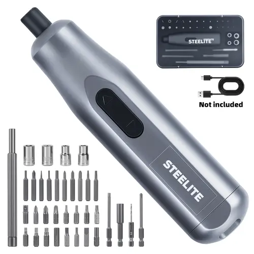 Steelite Professional 25-in-1 Rechargeable Cordless Imperial Electric Screwdriver Kit - Pro Level DIY Tools with S2 Steel Bits, Adjustable Torque, Ergonomic Design, Portable Case, Long-Lasting Durability for Precise Work, Home Repair, Father's Day Gifts