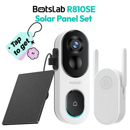 Botslab Wireless Video Doorbell Camera Solar Panel Set - Smart Home Gadget, Home Security System, 180° View, 2-Way Audio, AI Notifications, 5200mAh Battery, 2.4Ghz Wi-Fi, Secure No-Subscription Storage, Real-Time Communication, Outdoor Security Solutions,