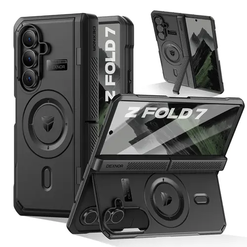 Dexnor Magnetic Shockproof Case for Samsung Galaxy Z Fold 7 - Dual Kickstands, Front Screen Protector, Hinge Protection, MagSafe Compatible, Full-Body Rugged Bumper Cover (6.5"), Shockproof Protective Cover