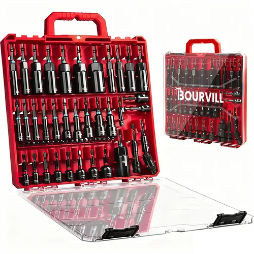 Bourvill 55Pcs Magnetic impact Nut Driver Set, SAE & Metric, 1/4" Hex Shank Impact Ready, with Socket Adapters & Extension - Pro Mechanic Grade#summerfinds toolupgrade