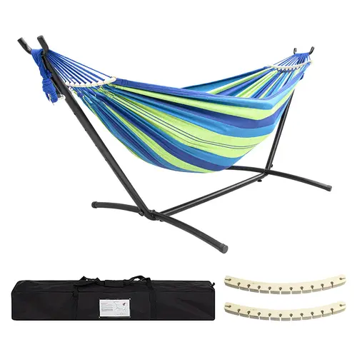 Hammock with Stand Included 450lb Capacity Steel Stand, Premium Carry Bag Included and Two Anti Roll Balance Beam