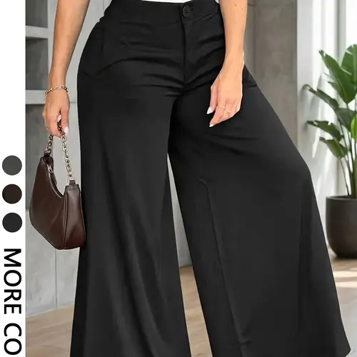 Women's Casual High Rise Wide Leg Pants High Waist Loose Fit with Side Pockets, Elegant Minimalist Style, Perfect for Daily Wear, Casual Bottom, Casual Fashion Pants
