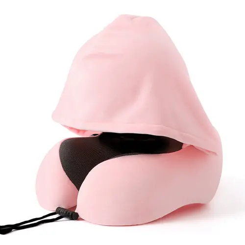 Durable Ergonomic Memory Foam Travel Pillow with Extra Large Hood Shield, Premium Velvet Cover, 360° Neck Wrap, Neck Pain Relief for International Travel, Airplane & Road Trip Head Support, Office/Cars Sleeping Accessories,sohochic