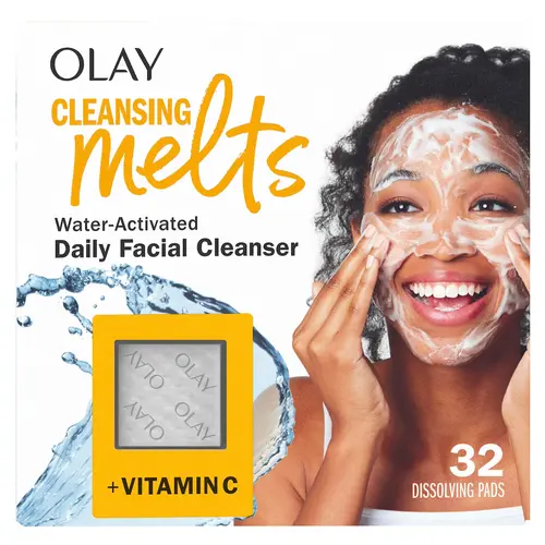 Olay Vitamin C Cleansing Melts - Gentle Cleansers for Adults, Face Cleaner, Brightening Cleanser, Even Skin Tone, 7-Day Tone Boost, Fresh and Clean Refreshed Look, 32-Count Selfcare Essential