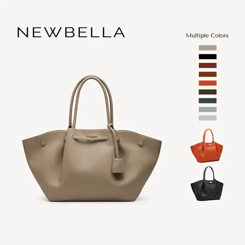 NEWBELLA Marella M Collapsible PU Leather Tote Bag with Magnetic Closure and Luggage Sleeve for Work and Travel #sohoch