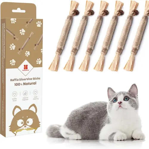 Potaroma 6 Pcs Silvervine Cat Chew Stick Toys, Bite-Resistant, Chewing Helps Polish Teeth Naturally, Boosts Longer Playtime, Supports Cat Oral Health