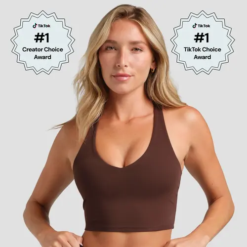 Comfrt | ComfrtCore V-Neck Crop Tank | Athleisure Tank Top With Built-In Bra