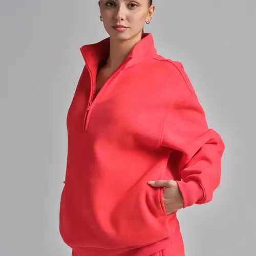 Comfrt | Basic Quarter Zip Mock Neck | Soft Relaxed Everyday Quarter Zip Sweatshirt