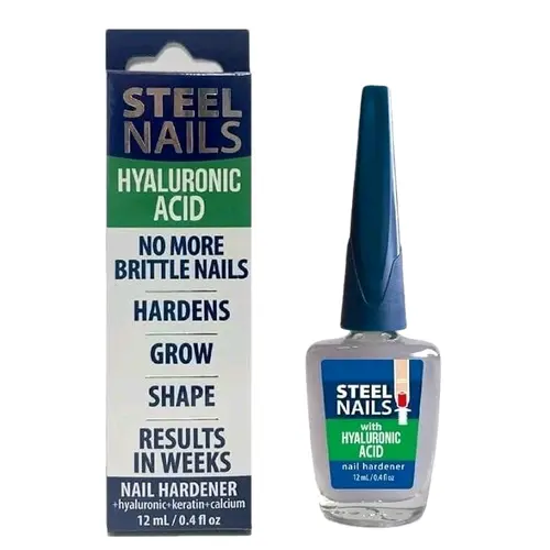 12ml Steel Nail Hardener, Youth-Focused Liquid Nail Care Treatment with Hyaluronic Acid, Calcium, Keratin & Garlic to Harden Shape, Apply Weekly for Manicure | Sohochic