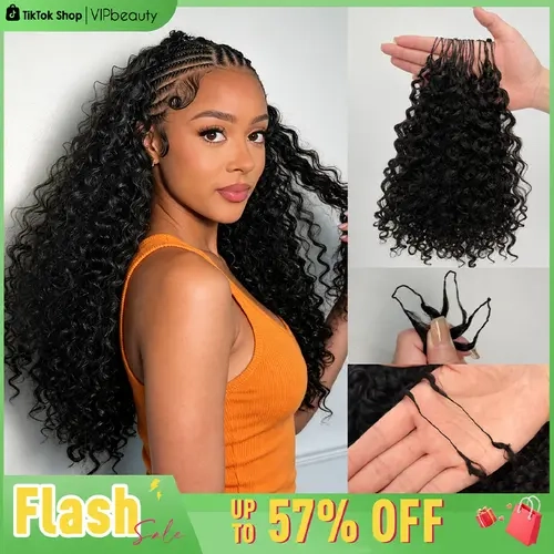 【Flash Sale】VIPbeauty Indian Curly Crochet Human Hair 50g/60g Knotless Pre-Separated Feather Burmese Curly Human Crochet Hair 3C4A Lightweight Reusable Remy Hair Extensions for Women Natural Black Color#SohoChic
