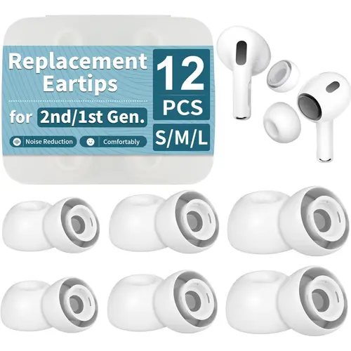 6 Pairs Replacement Ear Tips for AirPods Pro and AirPods Pro 2nd Generation with Noise Reduction Hole, Silicone Earbuds Tips