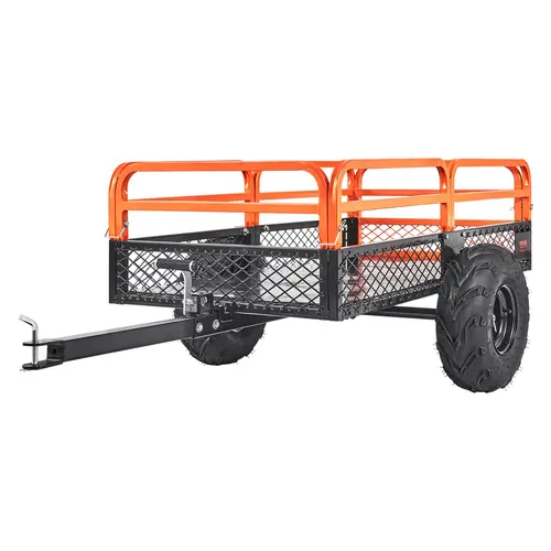 【toolupgrade】VEVOR Heavy Duty Steel ATV Dump Trailer 1500-Pound Load Capacity 15 Cubic FeetTow Behind Dump Cart Garden Trailerwith Removable Sides and 2 Tiresfor MowersTractorsATVUTV