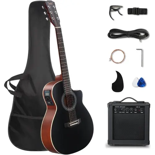 GLARRY 41-in Premium Wood Spruce Body Unisex Acoustic Electric Guitar Beginner Kit - Durable, Easy to Use, Cutaway Neck, 15W Amplifier, 5-Band EQ, 6 Strings, Bag, Strap, Picks, Wrench, Performance, Acoustic Play, Battery (TikTok Shop Back to School)