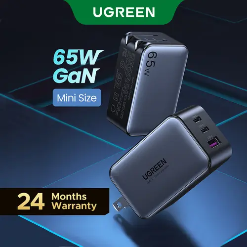UGREEN Nexode 65W GaN USB C Wall Charger, 3-Port Compact Foldable Fast Charger Power Adapter for iPhone 17/16/15 Series, Galaxy S25/S24, Pixel 10/9, MacBook Pro/Air, Dell XPS, iPad Pro (Black),Summer Sale