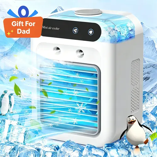 【BackToSchool】Multifunction Portable Car Air Cooler Fan‑3‑in‑1 USB Rechargeable Desk Mist Cooler with 2 Mist Speeds, 1800mAh Battery, 500ml Tank, for Car, Truck, RV, Bedroom & Camping (Not an AC Unit),toolupgrade