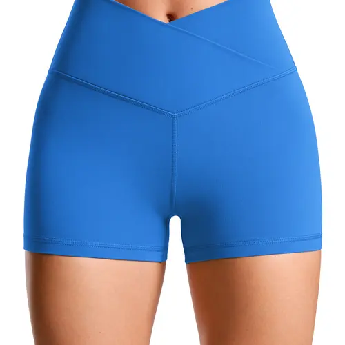 CRZ YOGA Womens Butterluxe Crossover Biker Shorts 3'' - Criss Cross High Waisted Workout Yoga Shorts Buttery Soft